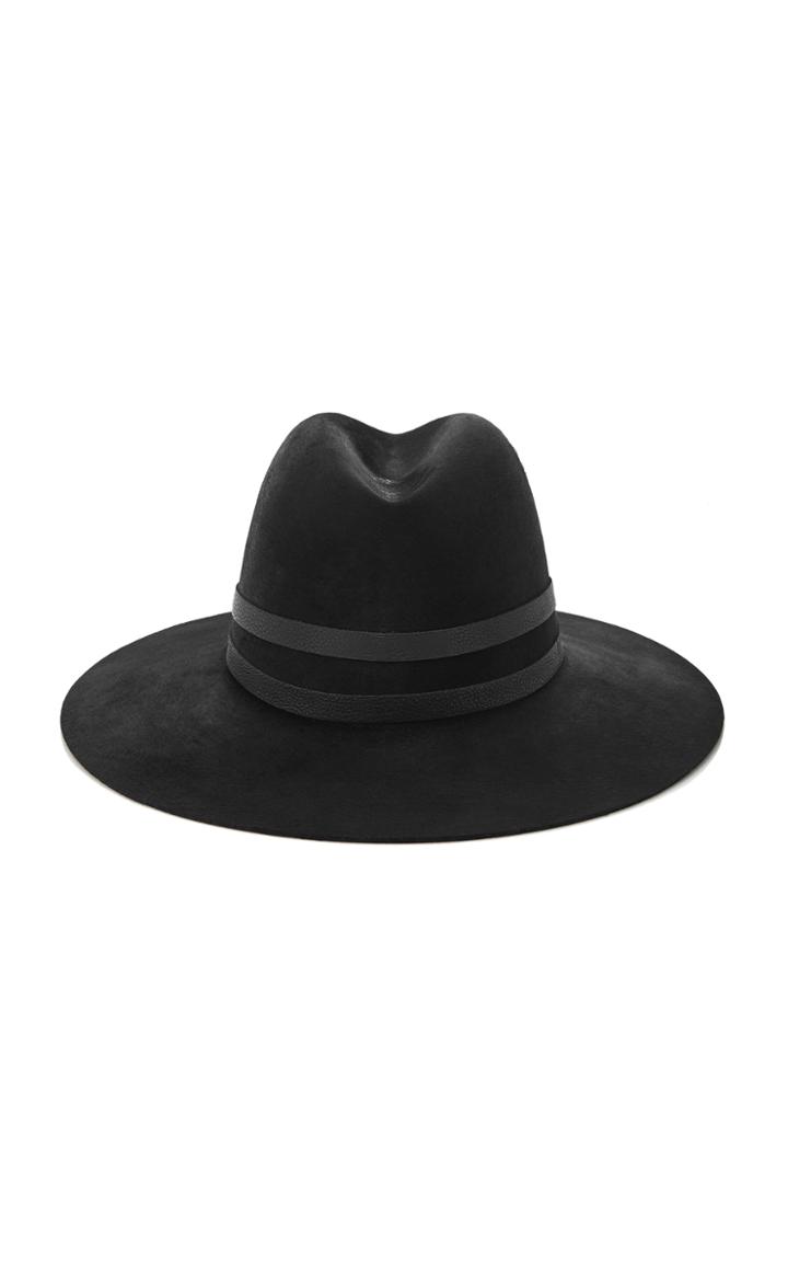 Janessa Leone Black Wool Fedora