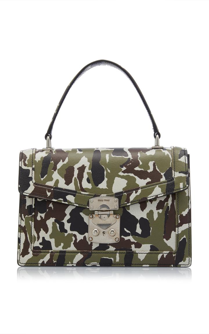 Miu Miu Camo Print Top Handle Bag