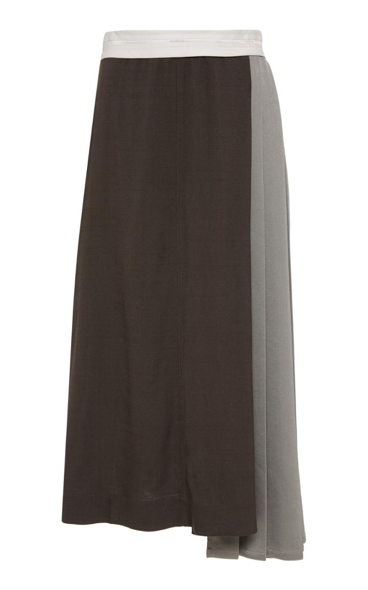 Peter Do Color-blocked Twill Midi Skirt