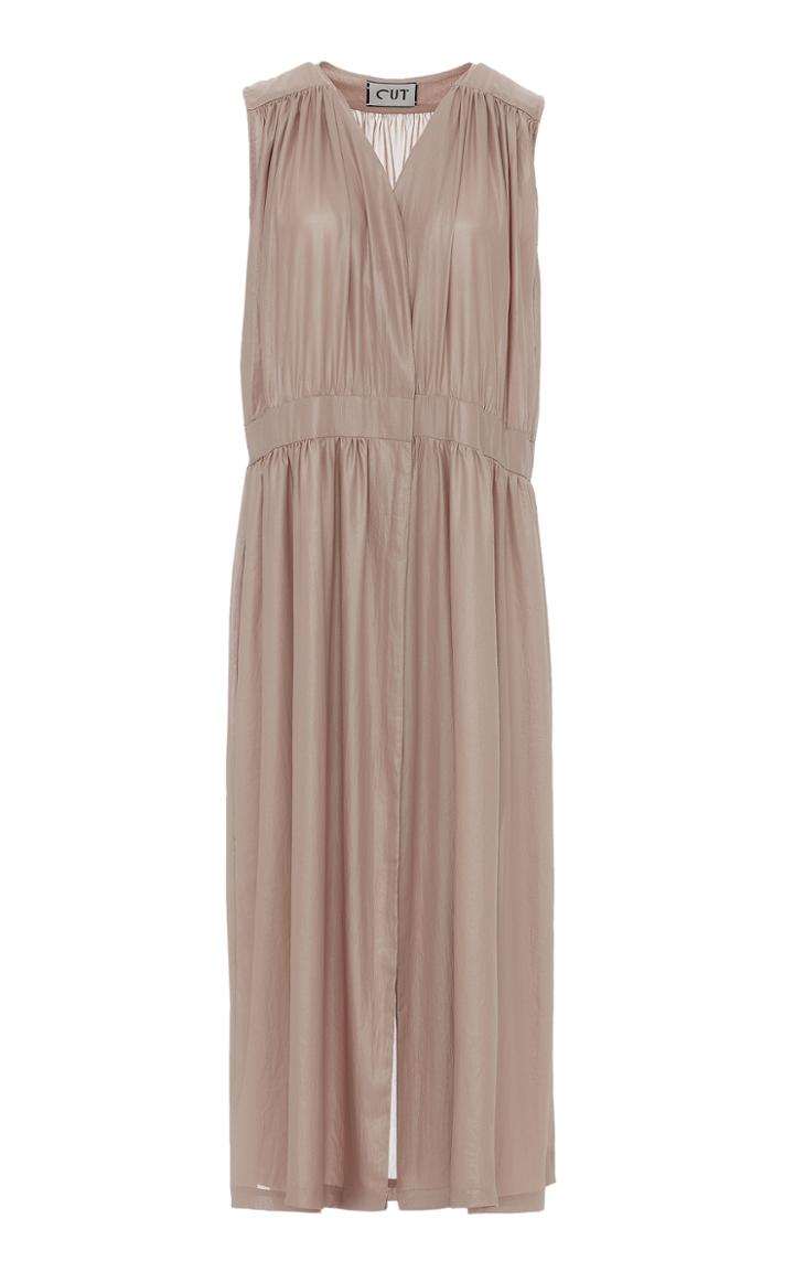 Studio Cut Pleated Crepe De Chine Wrap Dress