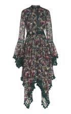 Costarellos Iridescent Botanical-printed Chiffon Jacquard Dress