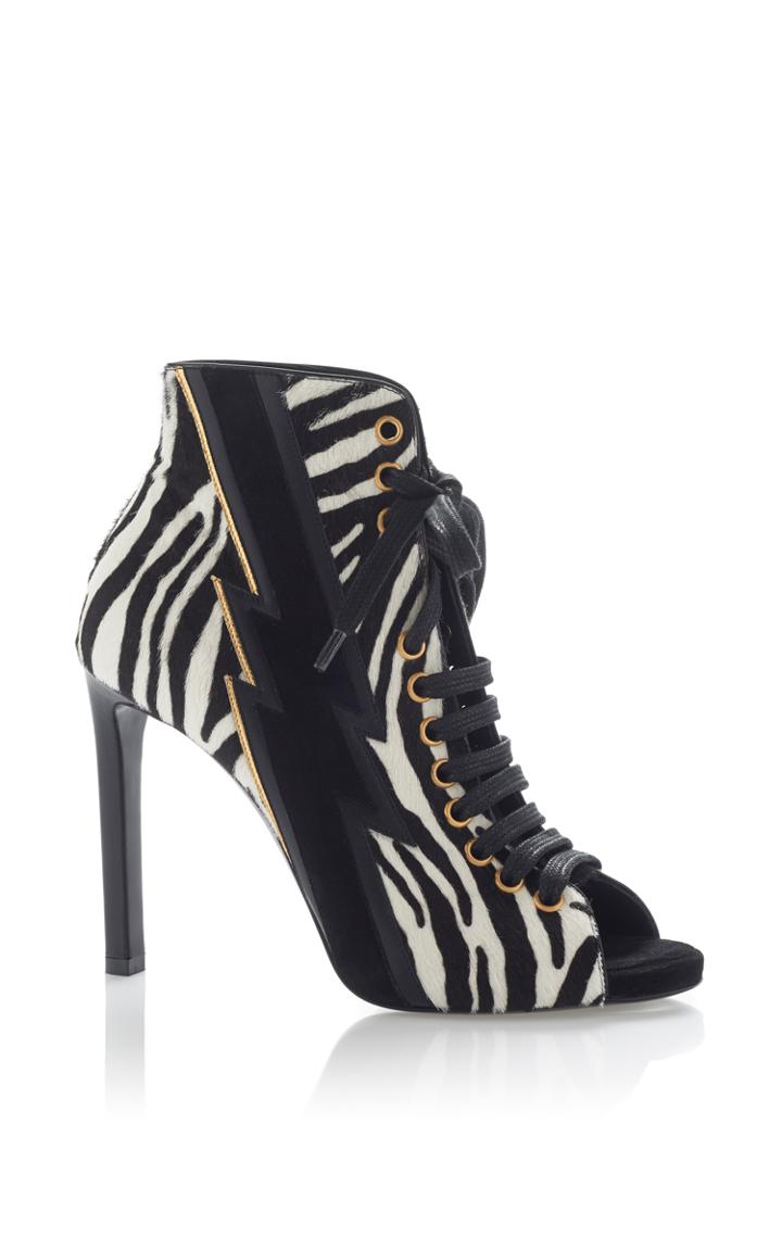 Roberto Cavalli Lambskin And Python Flash Lace Up Bootie