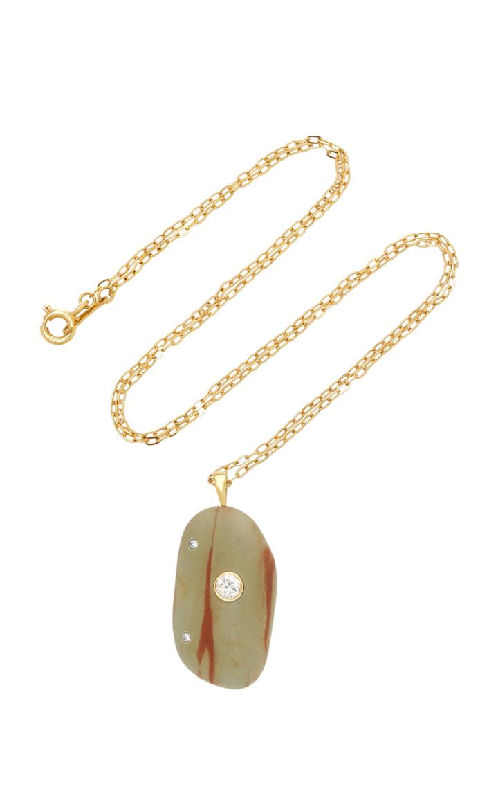 Cvc Stones Cesna 18k Gold Beach Stone And Diamond Necklace