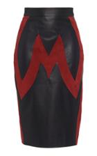 Dundas Suede And Leather Paneled Pencil Skirt