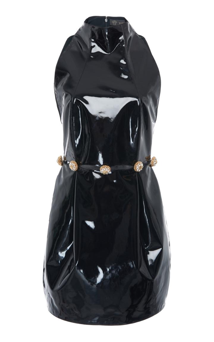 Versace Mock Neck Vinyl Mini Dress