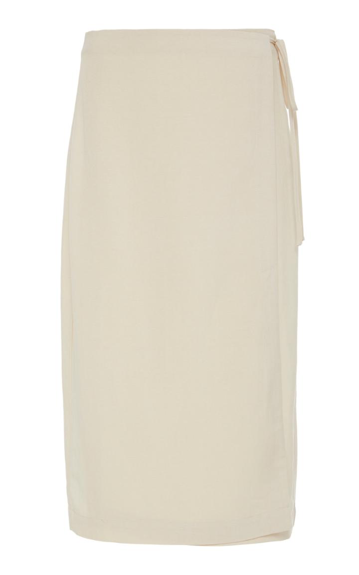 St. Agni Aloys Wrap-effect Linen-cotton Blend Skirt