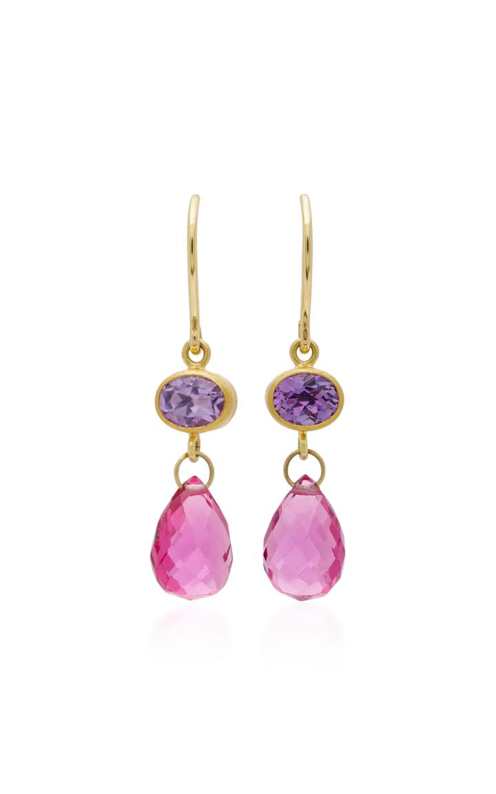 Mallary Marks Apple & Eve 18k Gold Amethyst And Tourmaline Earrings
