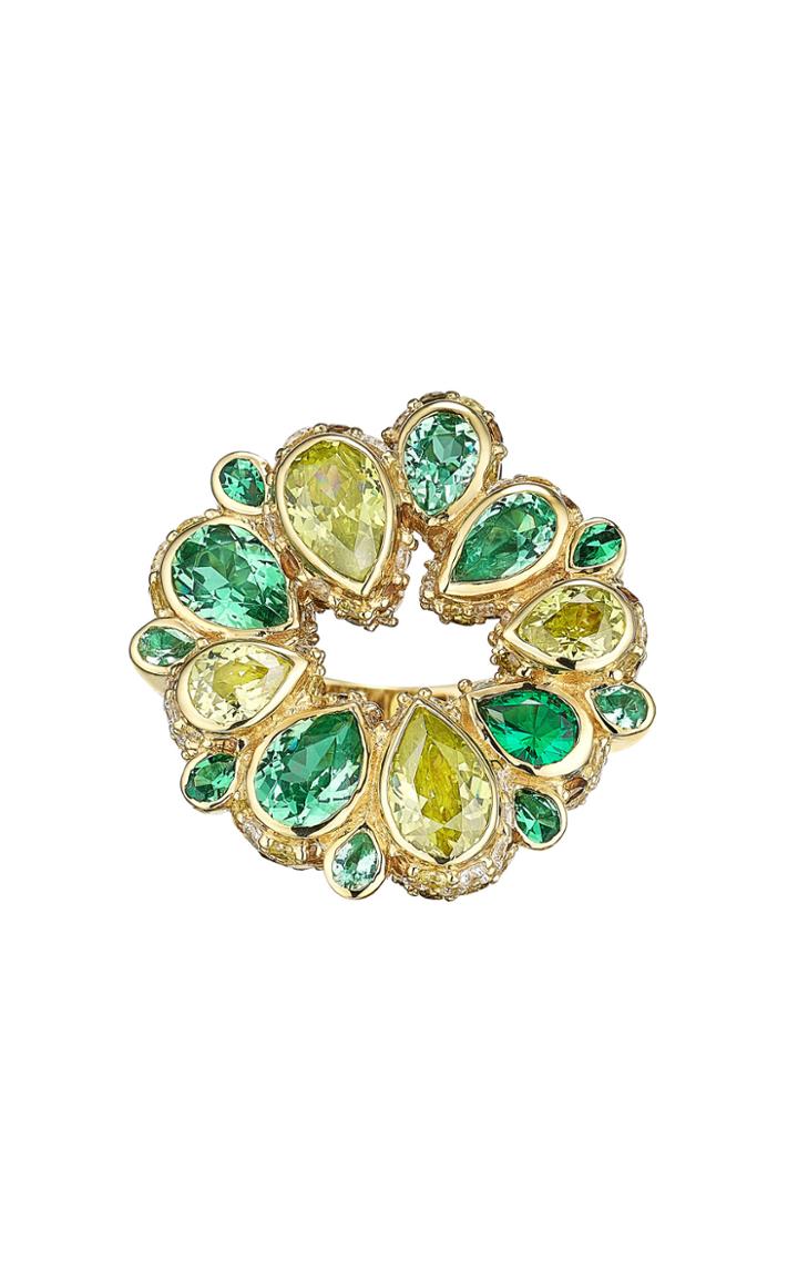 Moda Operandi Anabela Chan 18k Yellow Gold Emerald Pave Panettone Ring