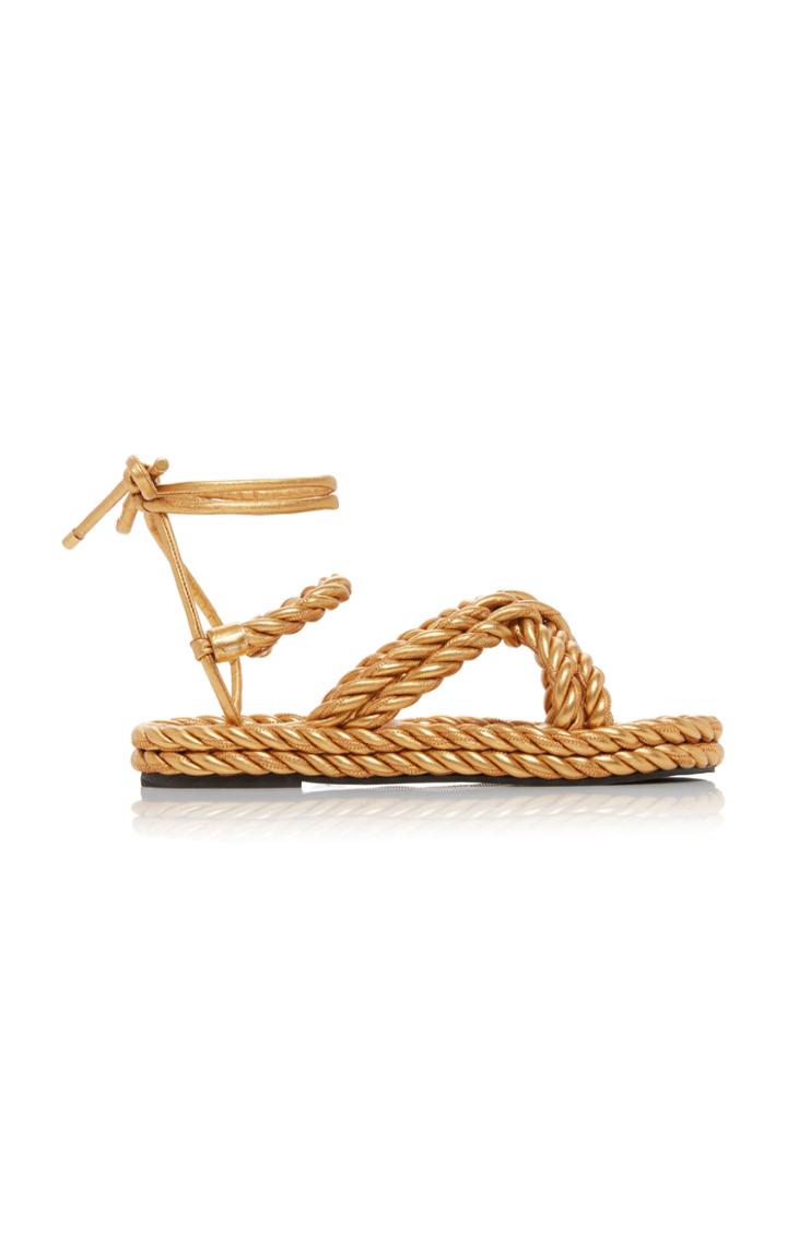 Moda Operandi Valentino Leather Gold Rope Sandals Size: 36