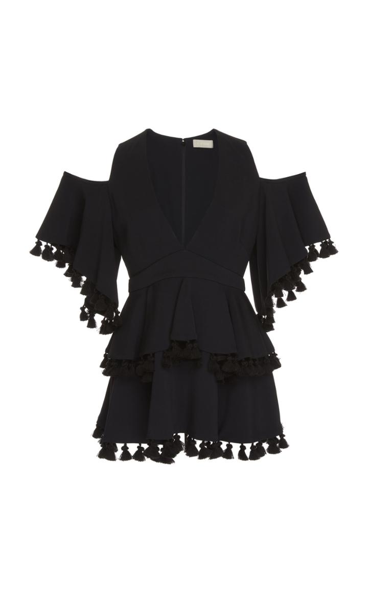 Elie Saab Cold Shoulder Tassel Top