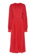 Andrew Gn Pleated Bishop Sleeve Silk Dress