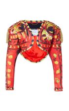 Moda Operandi Moschino Printed Embroidered Scuba Cropped Jacket Size: 38