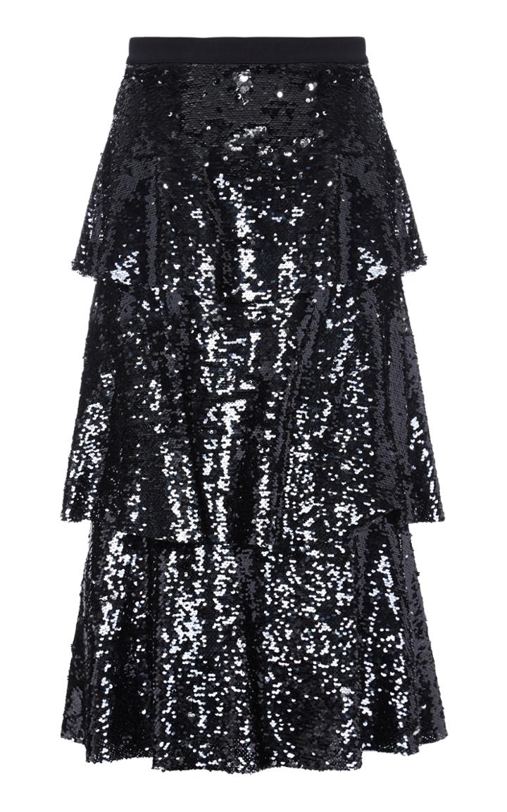Safiyaa Lota Sequin Ruffle Skirt