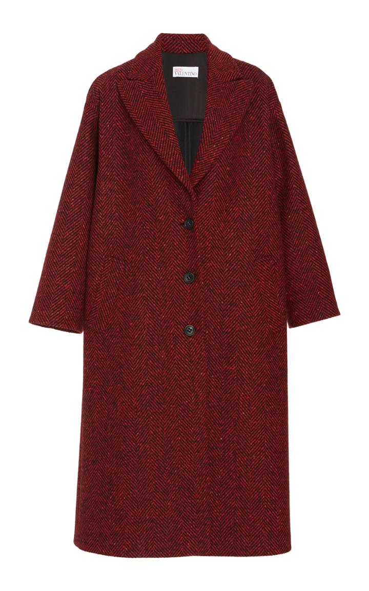 Red Valentino Oversized Tweed Herringbone Coat