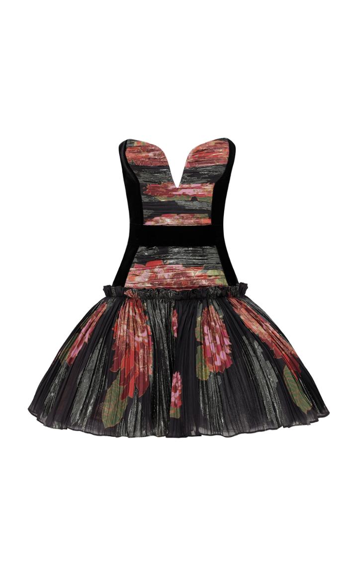 Moda Operandi Raisa Vanessa Floral Pliss Mini Dress