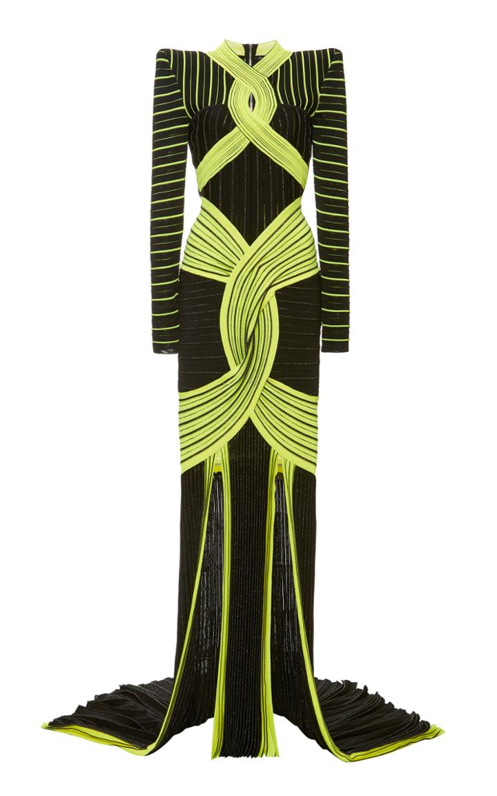 Balmain Bicolored Curve Detail Gown