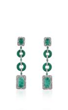 Fabio Salini Earrings With Carved Emeralds, Diamonds, Gold, And Stingray