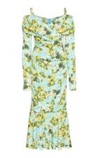 Dolce & Gabbana Cold-shoulder Floral-print Stretch-silk Midi Dress