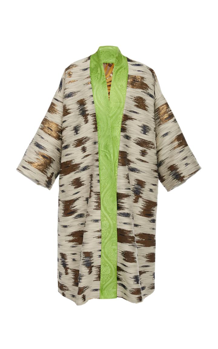 Rianna + Nina Exclusive Reversible Metallic Silk-jacquard Coat