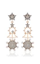 Kismet By Milka Eclectic Circle Full White And Champagne Diamond Large Long Earrings