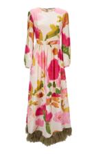 La Doublej Pemberly Feather-embellished Silk Maxi Dress