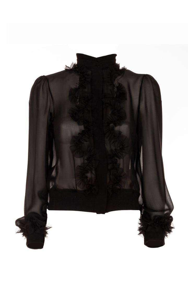 Genny Black Ruffle Blouse