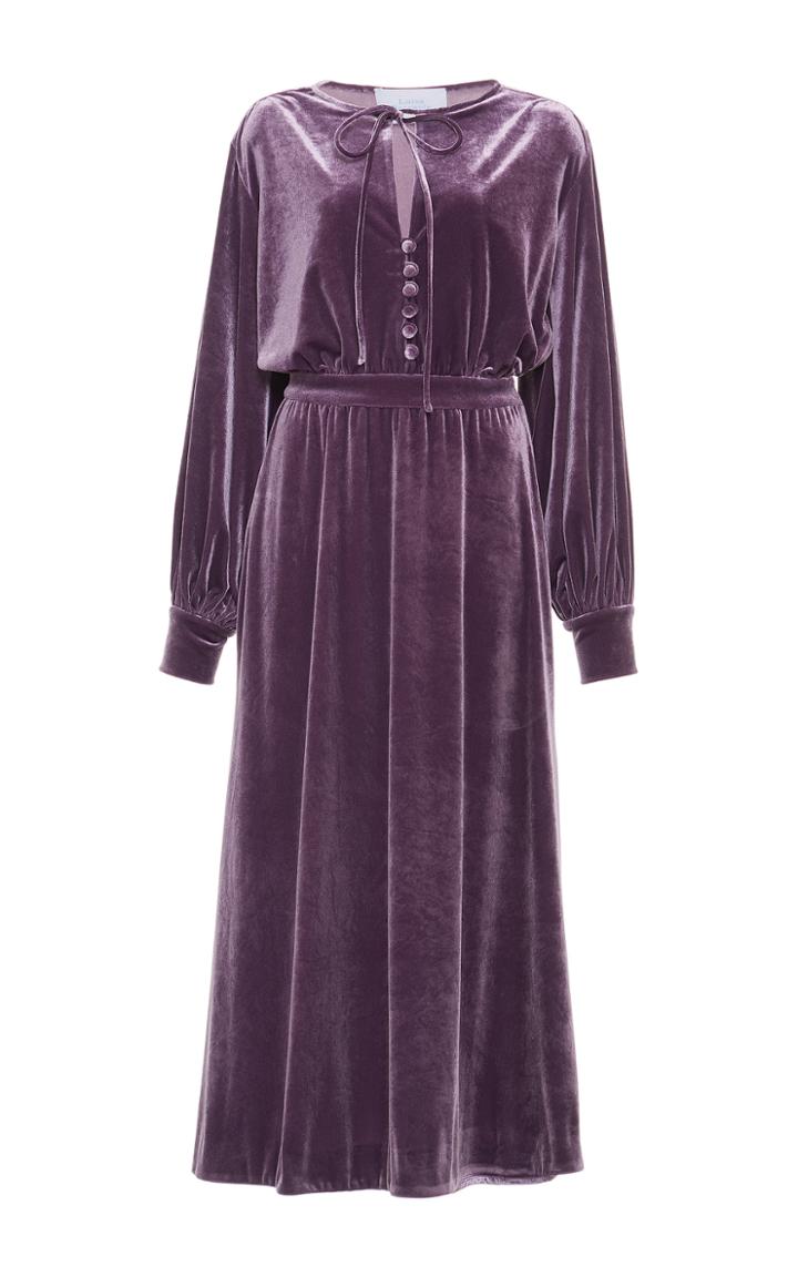 Luisa Beccaria Velvet A-line Midi Dress