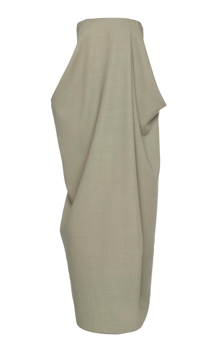 The Row Lu Strapless Draped Wool-blend Gown