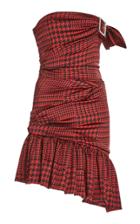 Alexandre Vauthier Strapless Asymmetric Houndstooth Silk-satin Midi Dress