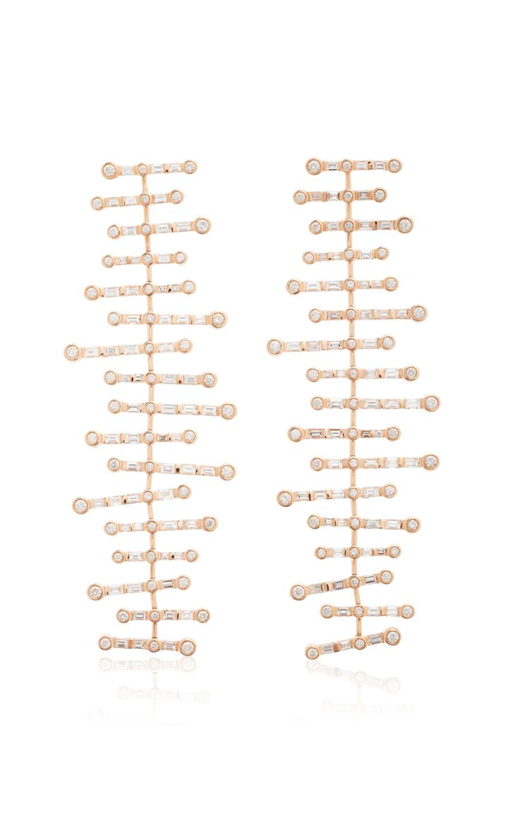 Moda Operandi Shay 18k Rose Gold Diamond Fishbone Drop Earrings