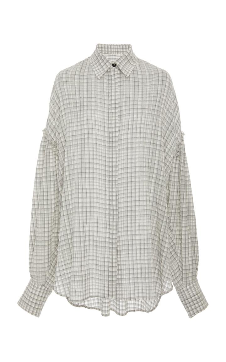 Jonathan Cohen Jorden Grid-print Button-down Cotton Blouse