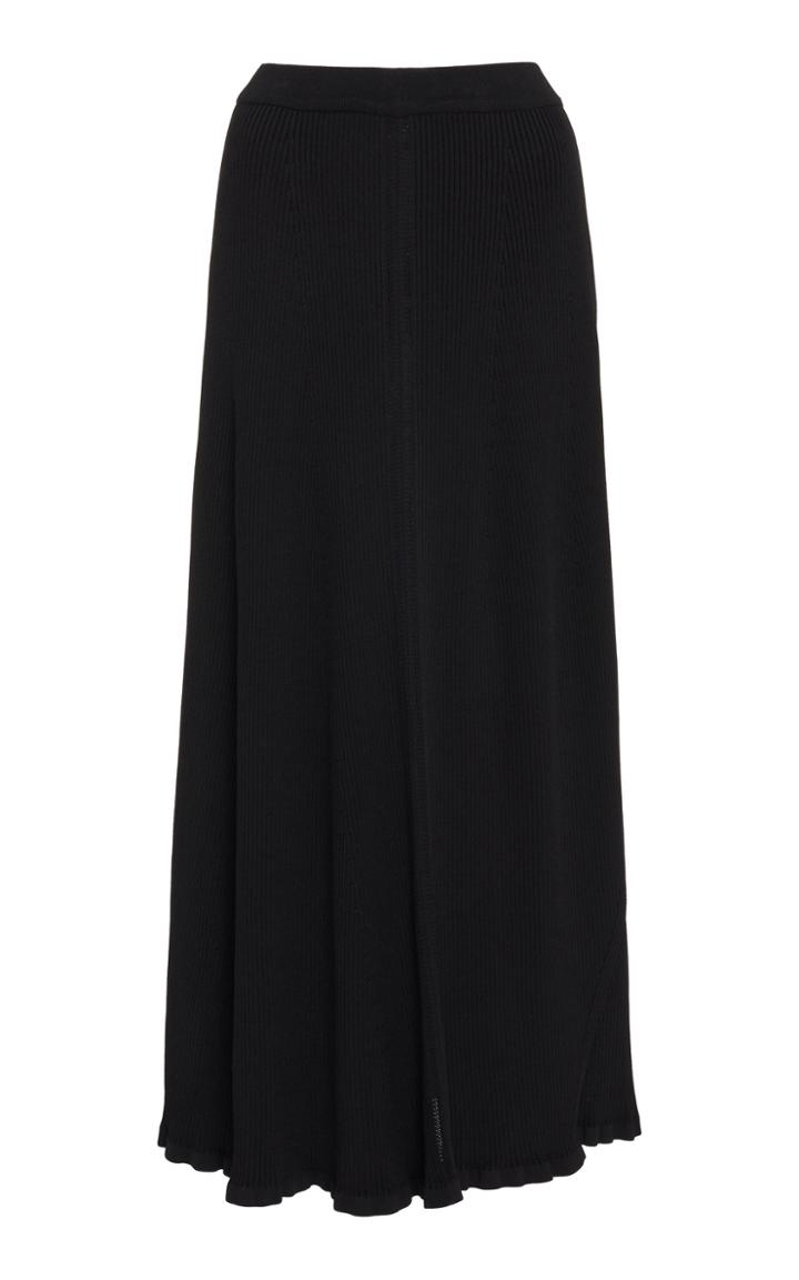 Saloni Black Knit Slit Skirt