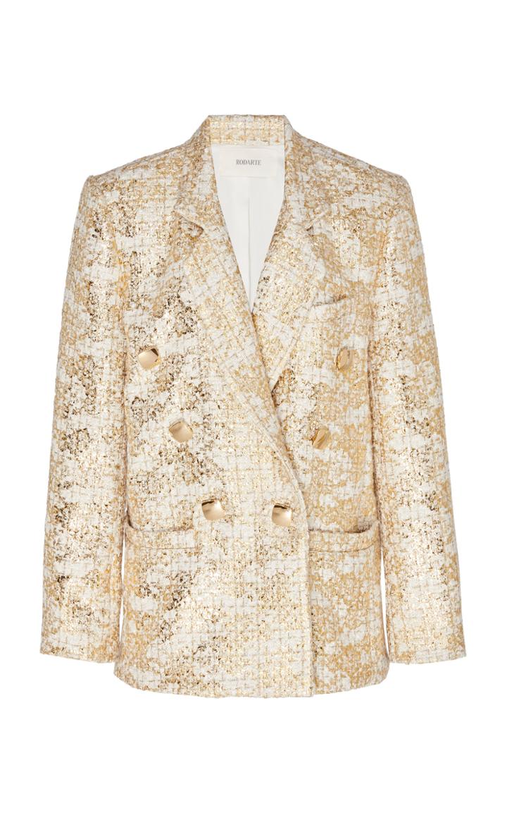 Rodarte Double-breasted Metallic Tweed Blazer