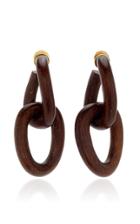 Oscar De La Renta Wooden Chain-link Drop Earrings