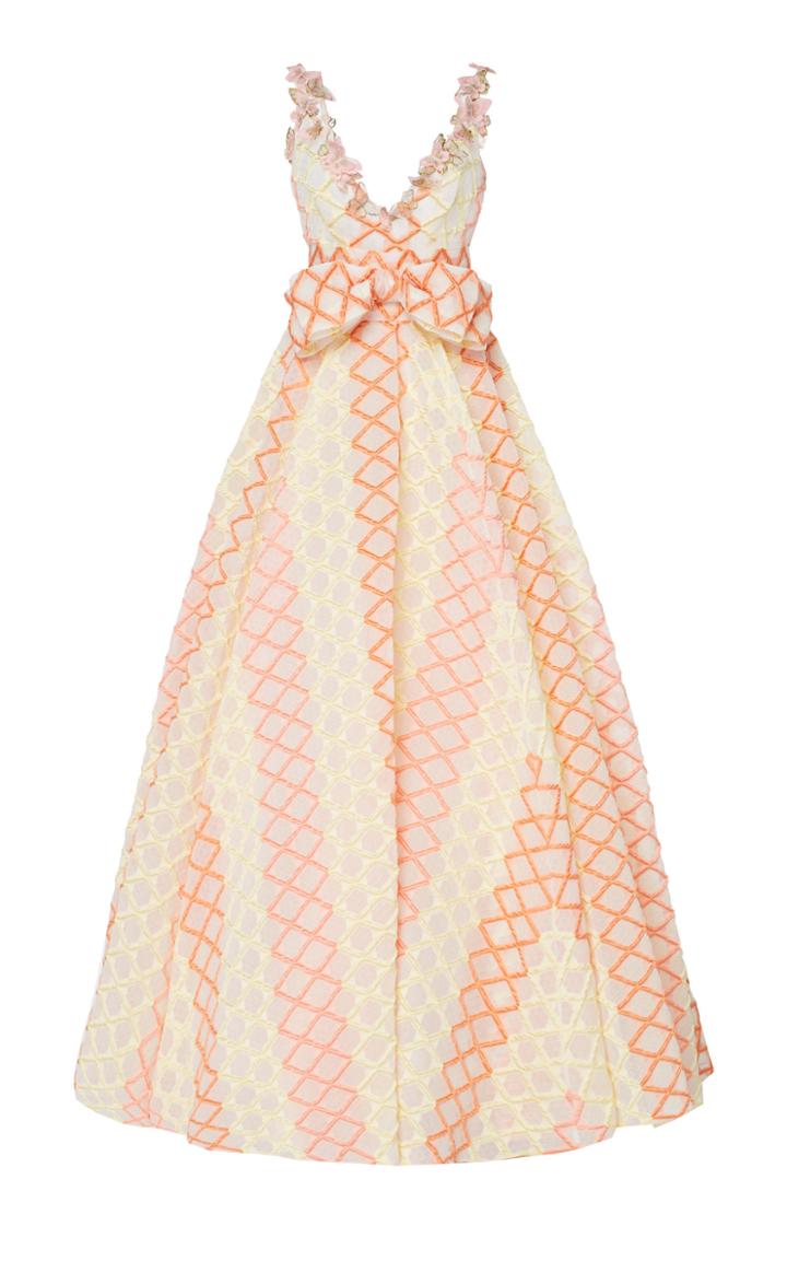 Luisa Beccaria Jacquard Fil-coupe Diamond Shape Gown