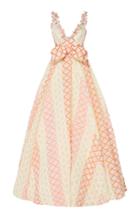 Luisa Beccaria Jacquard Fil-coupe Diamond Shape Gown