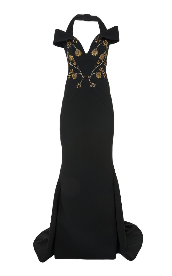 Moda Operandi Zac Posen Embroidered Cady Gown Size: 2