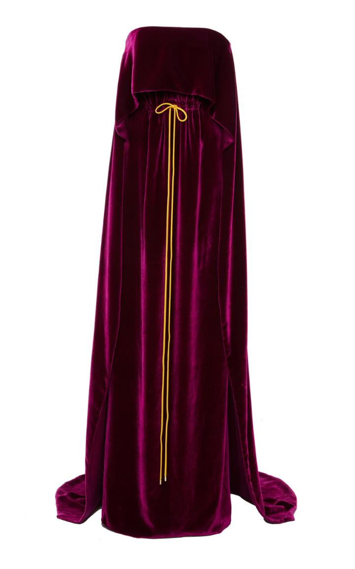 Prabal Gurung Zowhwn Strapless Cape Gown