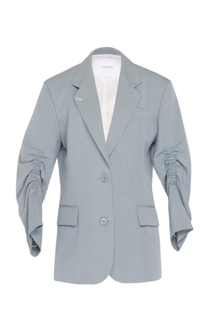 Pushbutton Shirring Cotton Blazer