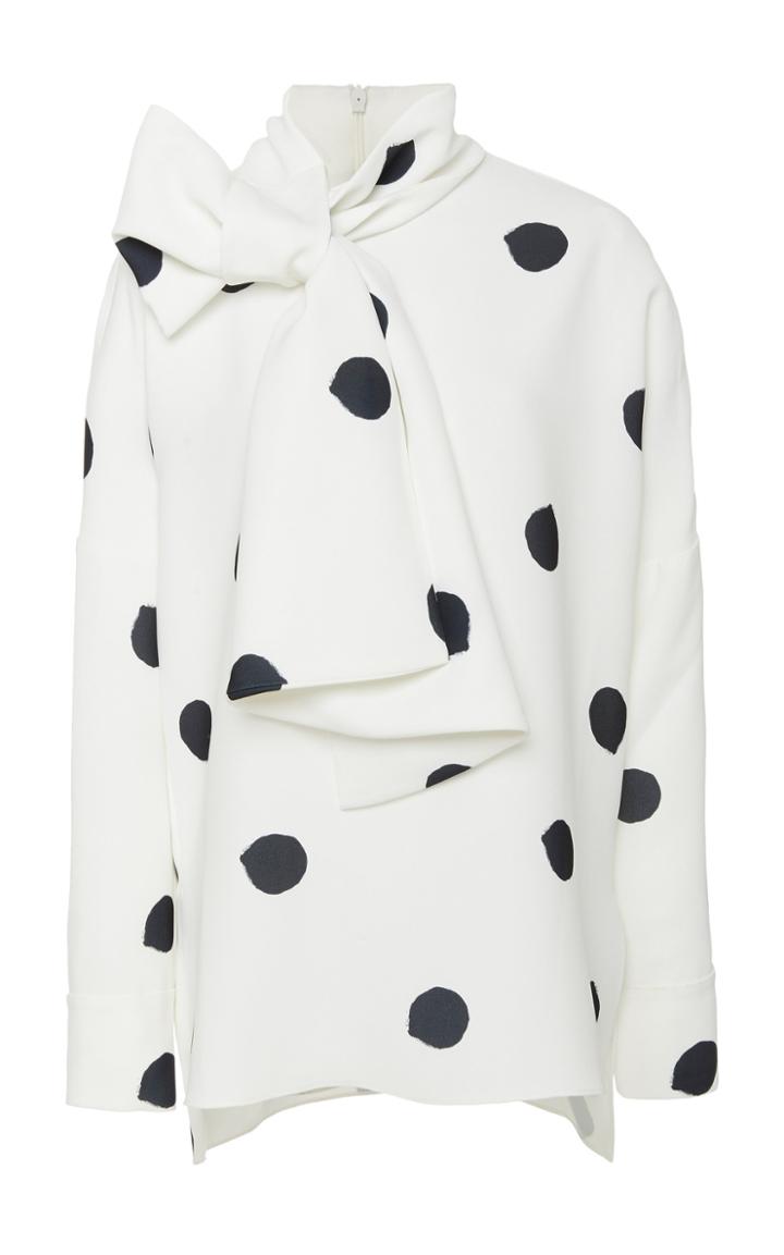 Tibi All Over Polka Dot Tie Neck Dolman Top