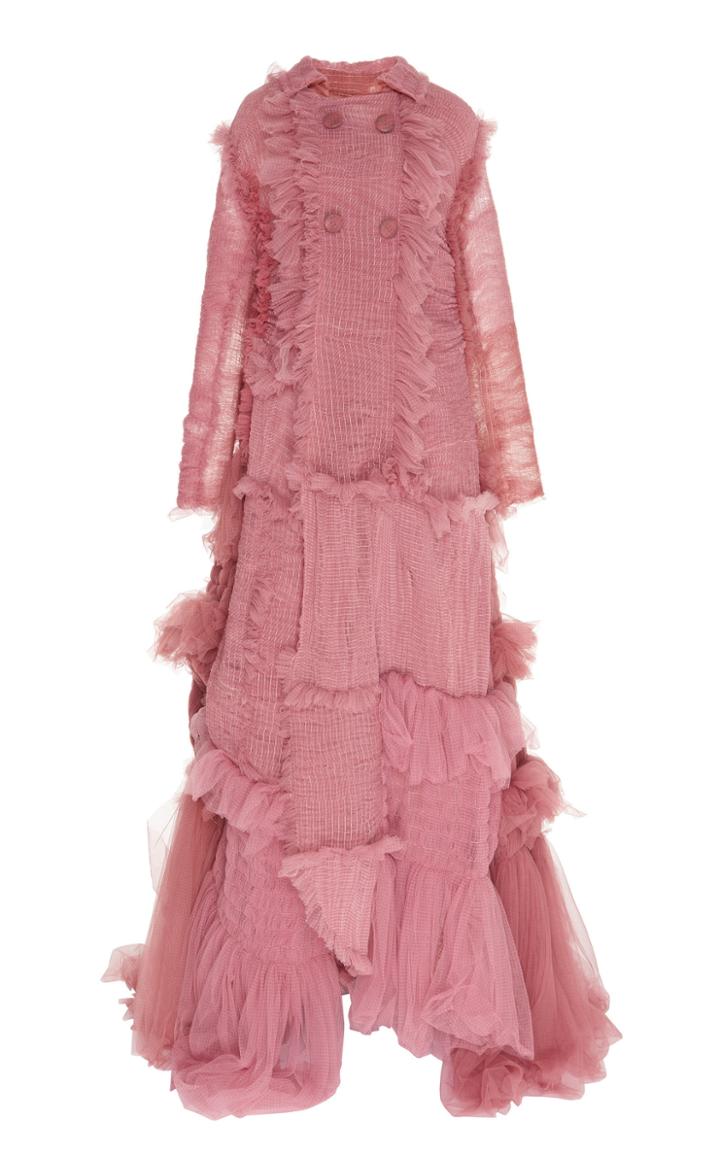 Moda Operandi Caroline Hu Frill-embellished Tulle Maxi Dress Size: M