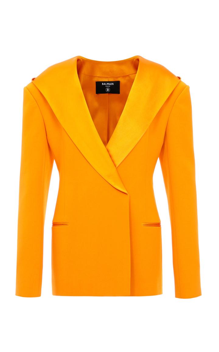 Moda Operandi Balmain Hooded Crepe Wrap Jacket Size: 34