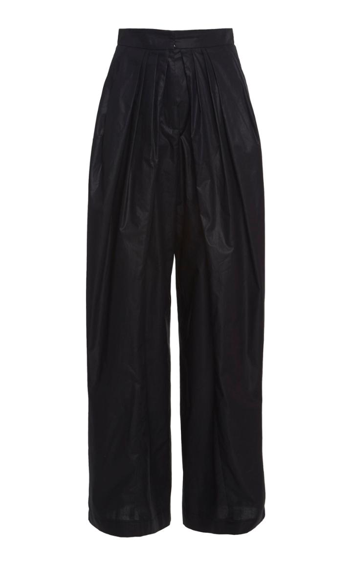 Vika Gazinskaya High-waisted Pleated Cotton Pants