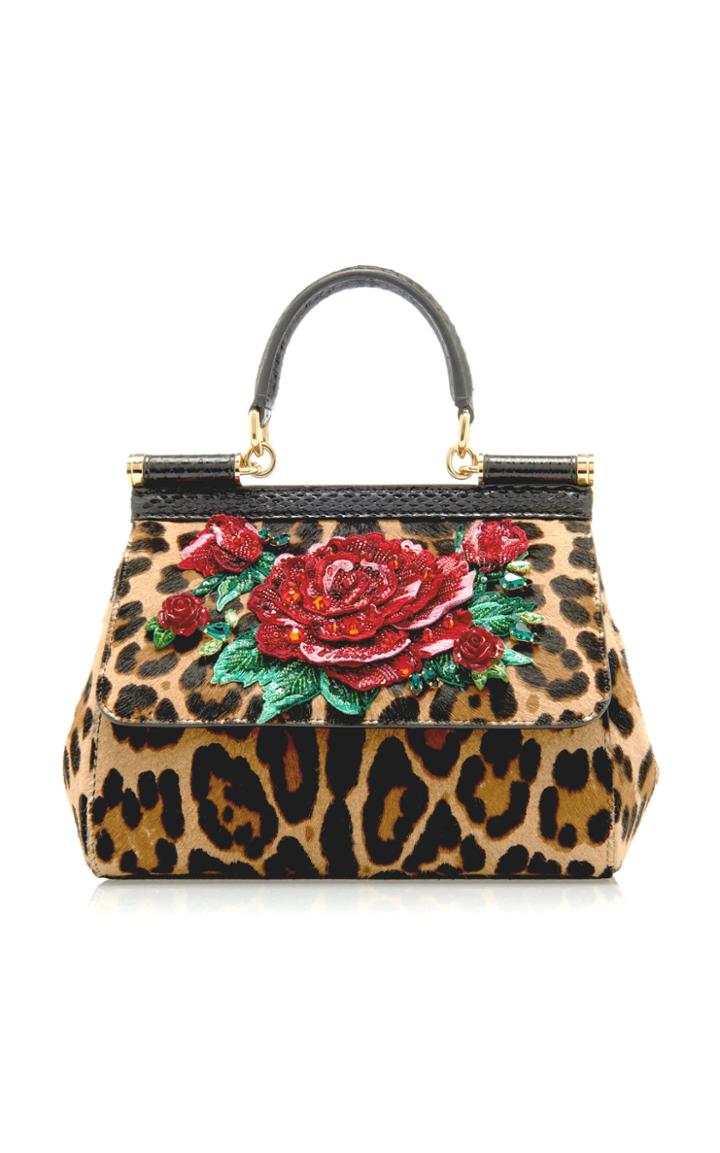 Dolce & Gabbana Sicily Embellished Leopard-print Pony Hair Bag