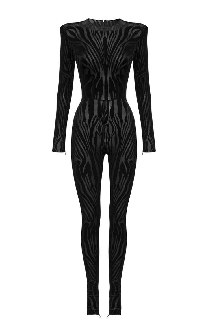 Alex Perry Leighton Zebra-print Jersey Jumpsuit