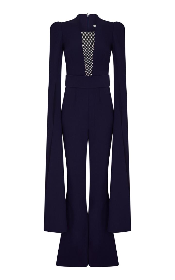 Moda Operandi Safiyaa Alvia Crystal-embellished Heavy Crepe Jumpsuit