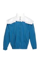 Pushbutton Ruffle Cotton-blend Bomber Jacket