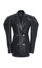 Moda Operandi Versace Puffed Sleeve Leather Jacket Size: 36