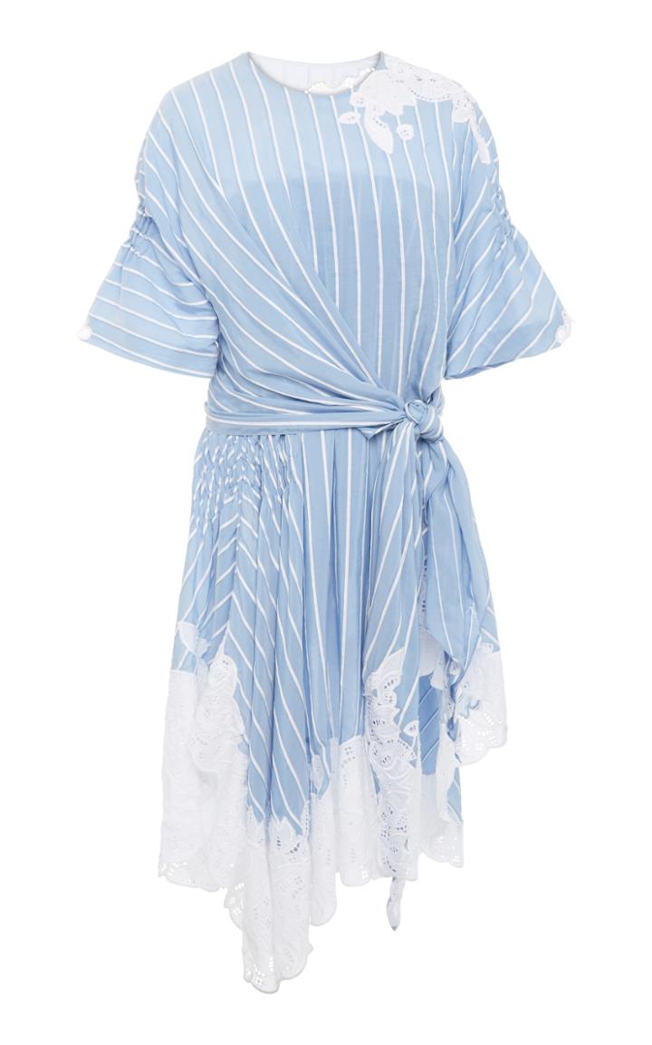Jonathan Simkhai Scallop Cutout Embroidery Asymmetric Wrap Dress