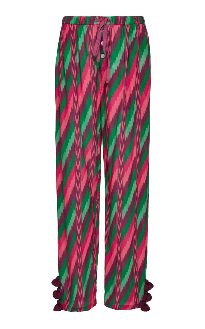 Figue Corinne Tassel-detailed Cotton-blend Straight-leg Pants